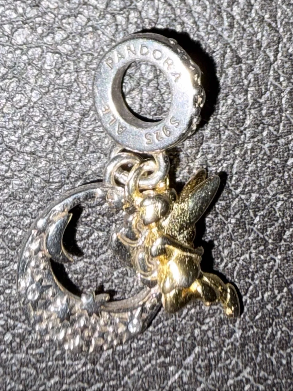 Pandora Tinker Bell Gold and Silver Moon Pendant Charm - Women Jewelry